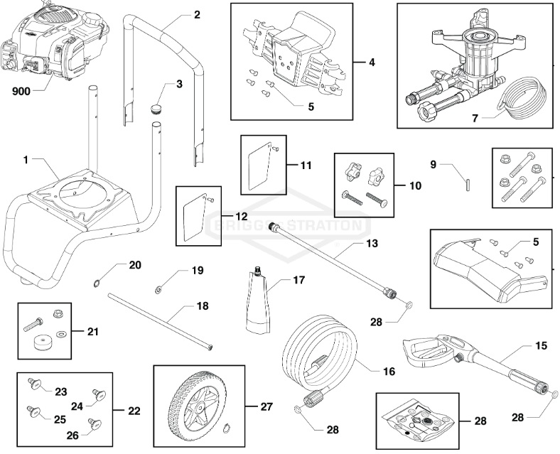 BRIGGS & STRATTON 2800 psi model 021030-00 power washer replacement parts & manual